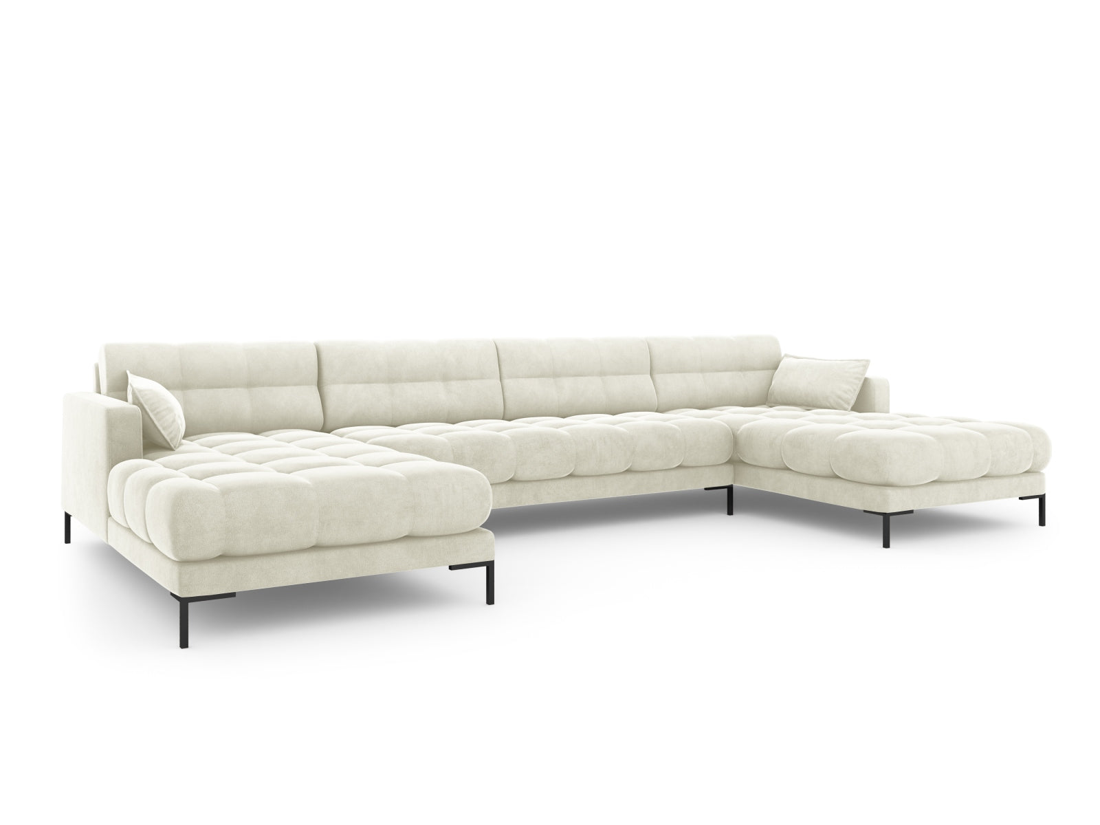 Mamaia Velour Panoramic Sofa 6 Sitzer in Light Beige/Schwarz-Bluvel präsentiert im Onlineshop von KAQTU Design AG. 3er Sofa ist von Micadoni