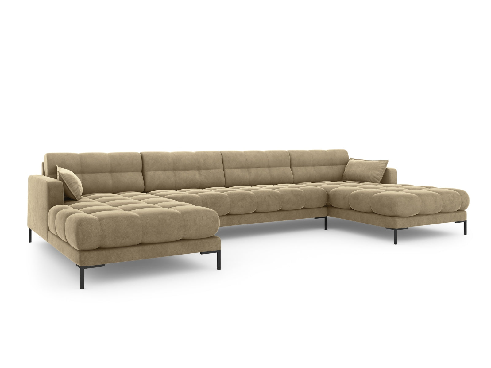 Mamaia Velour Panoramic Sofa 6 Sitzer in Beige/Schwarz präsentiert im Onlineshop von KAQTU Design AG. 3er Sofa ist von Micadoni