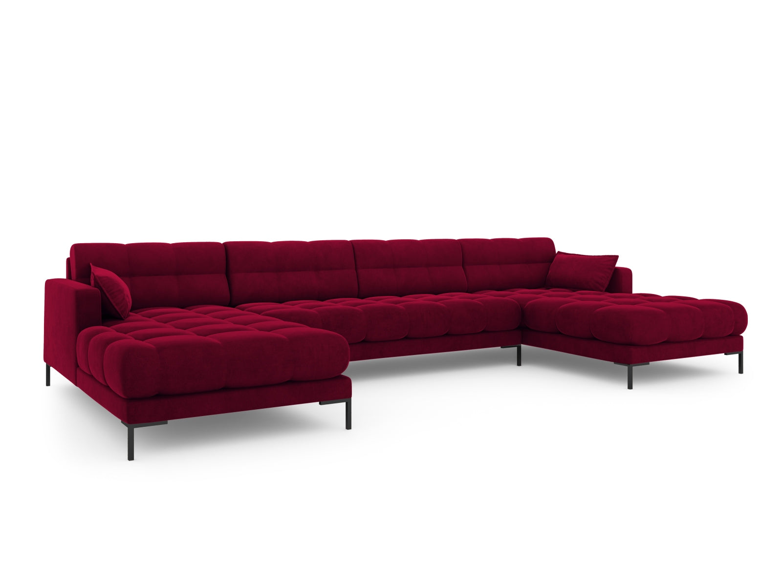 Mamaia Velour Panoramic Sofa 6 Sitzer in Red/Schwarz-Bluvel präsentiert im Onlineshop von KAQTU Design AG. 3er Sofa ist von Micadoni