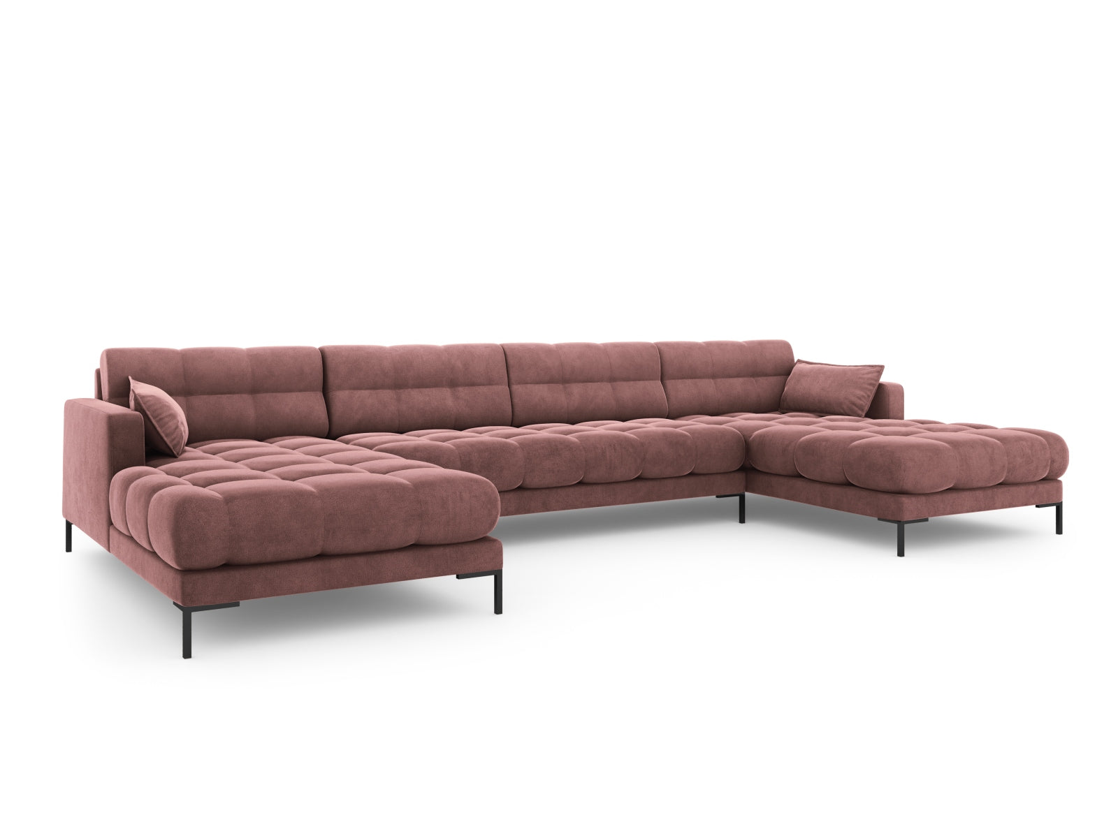 Mamaia Velour Panoramic Sofa 6 Sitzer in Pink/Schwarz-Bluvel präsentiert im Onlineshop von KAQTU Design AG. 3er Sofa ist von Micadoni
