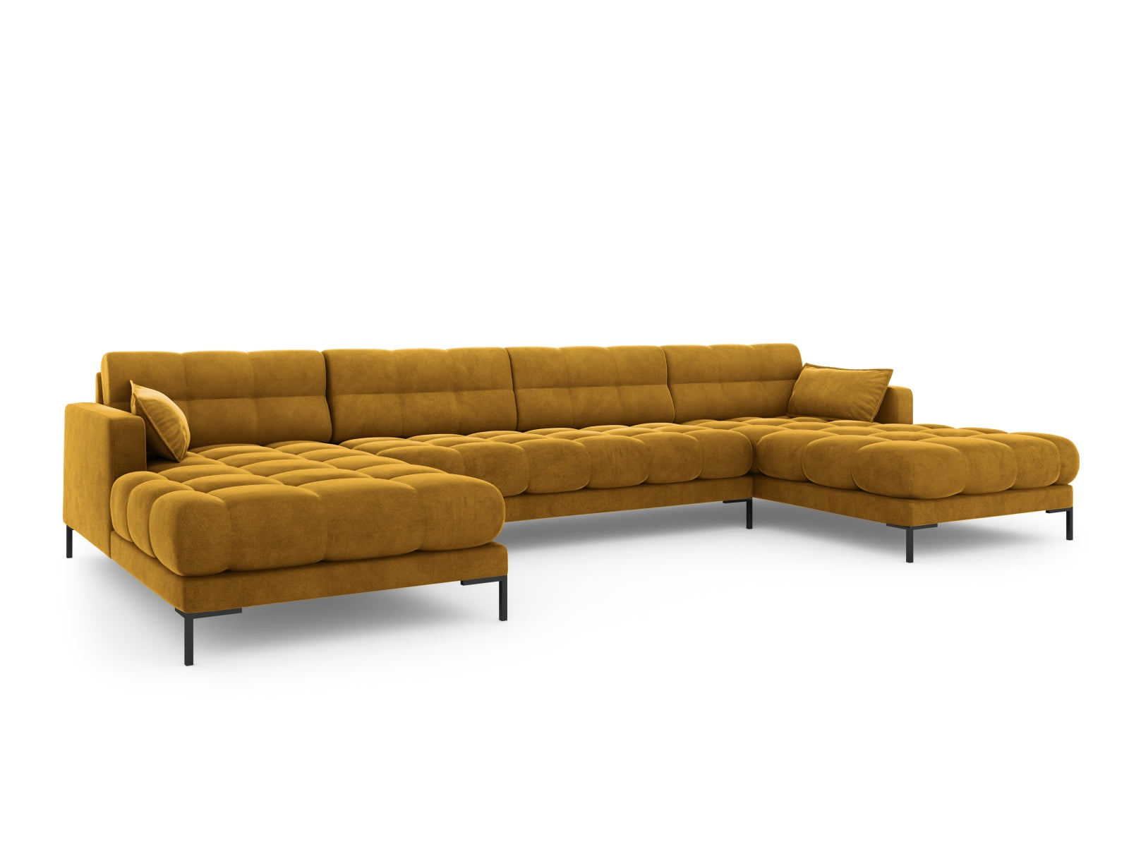 Mamaia Velour Panoramic Sofa 6 Sitzer in Yellow/Schwarz präsentiert im Onlineshop von KAQTU Design AG. 3er Sofa ist von Micadoni