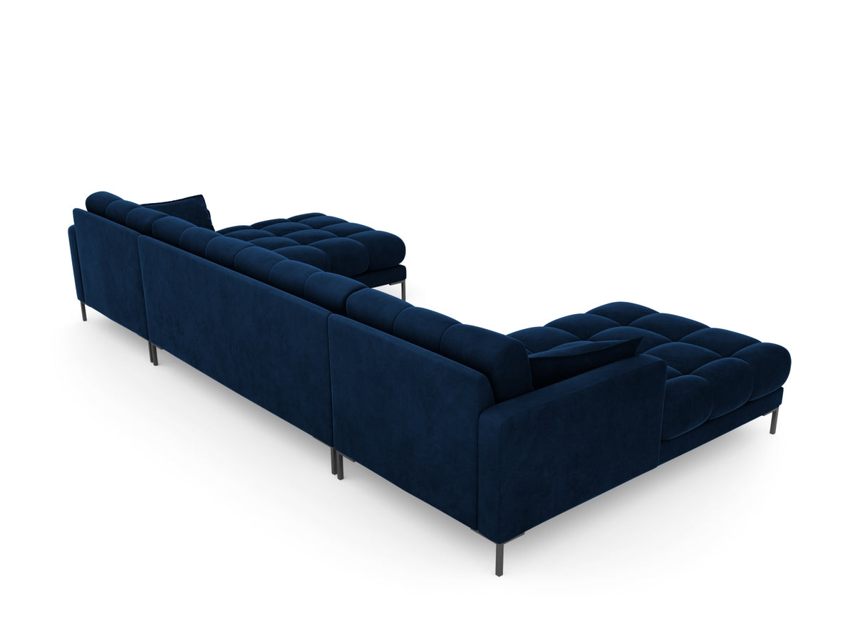 Mamaia Velour Panoramic Sofa 6 Sitzer in Royal Blue/Schwarz-Bluvel präsentiert im Onlineshop von KAQTU Design AG. 3er Sofa ist von Micadoni