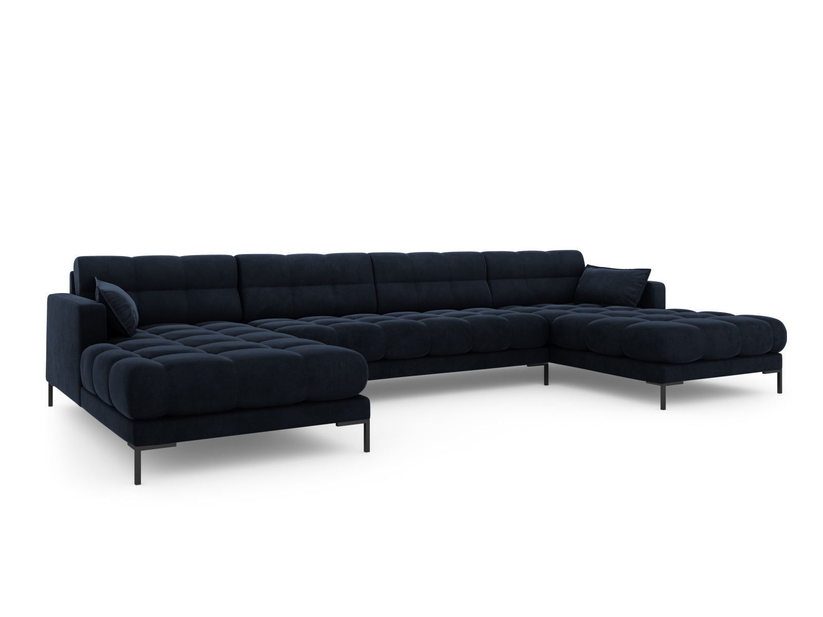 Mamaia Velour Panoramic Sofa 6 Sitzer in Dark Blue/Schwarz präsentiert im Onlineshop von KAQTU Design AG. 3er Sofa ist von Micadoni