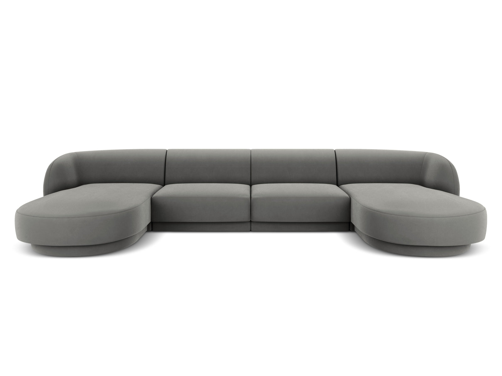 Miley Velour Panoramic Sofa 5 Sitzer in Light Grey-Bluvel präsentiert im Onlineshop von KAQTU Design AG. 3er Sofa ist von Micadoni