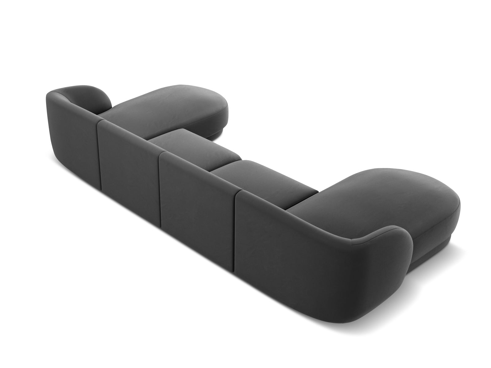 Elegantes 5-Sitzer Sofa Miley aus Velours in modernem Grau-Blau, ideal für einladende und stilvolle Wohnräume.