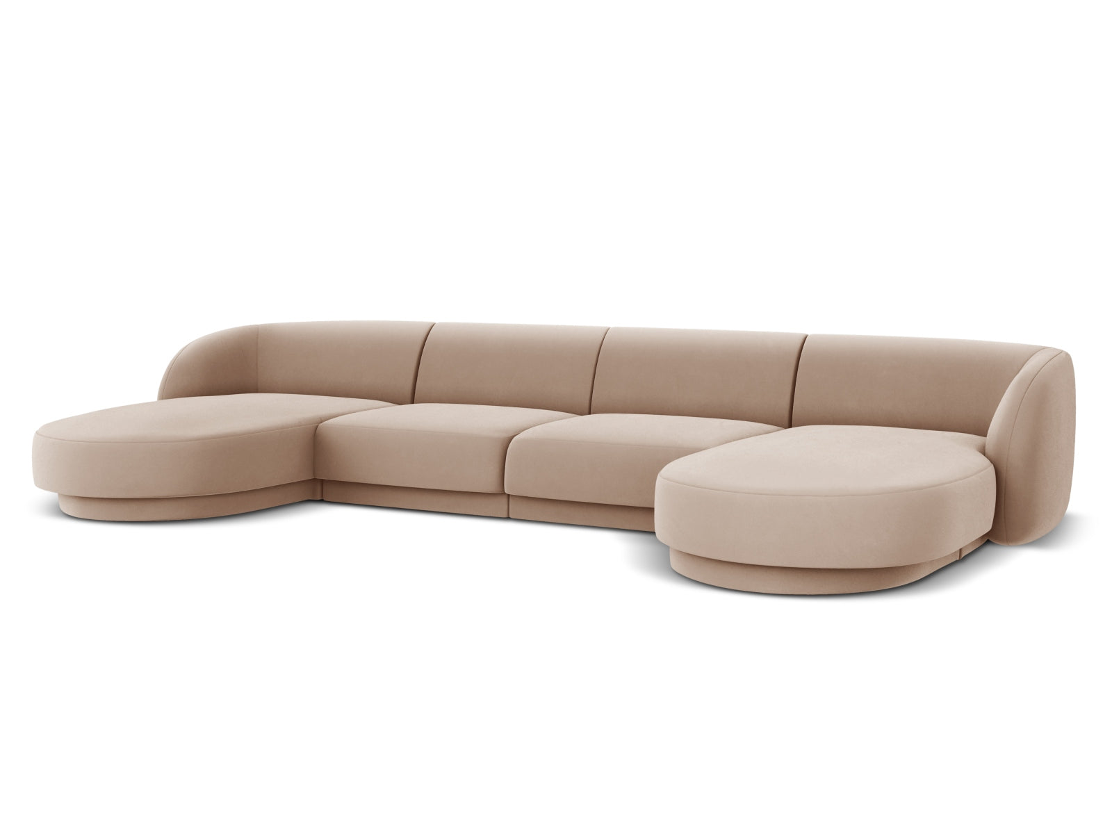 Luxuriöses 5-Sitzer Miley Velour Panoramic Sofa in edlem Cappuccino-Bluvel, perfekt für einladende und moderne Wohnambiente.