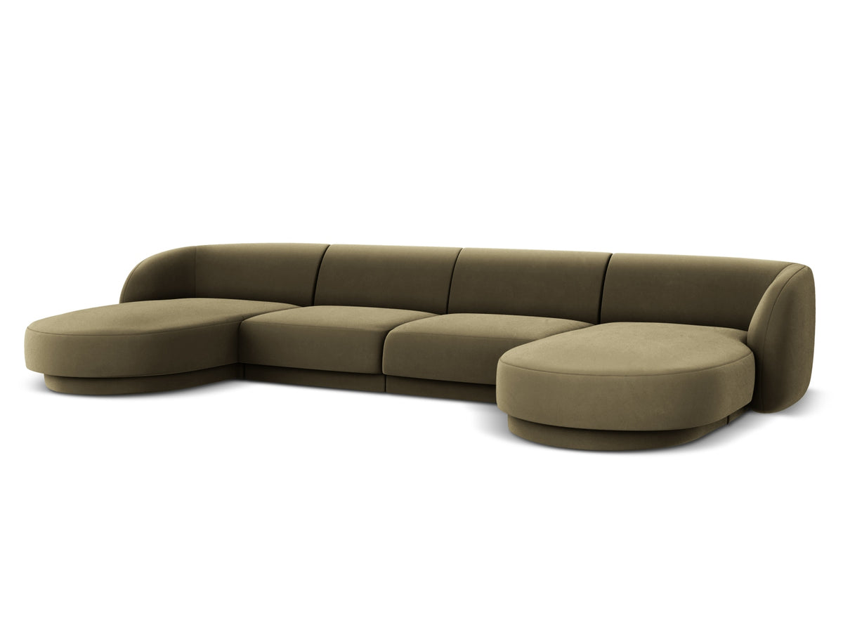 Miley Velour Panoramic Sofa 5 Sitzer in Green-Bluvel präsentiert im Onlineshop von KAQTU Design AG. 3er Sofa ist von Micadoni