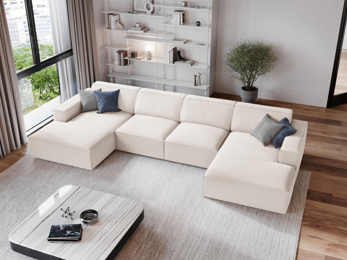 Jodie Modulares Panoramic Sofa 6 Sitzer in Light Beige-Megan präsentiert im Onlineshop von KAQTU Design AG. 3er Sofa ist von Micadoni