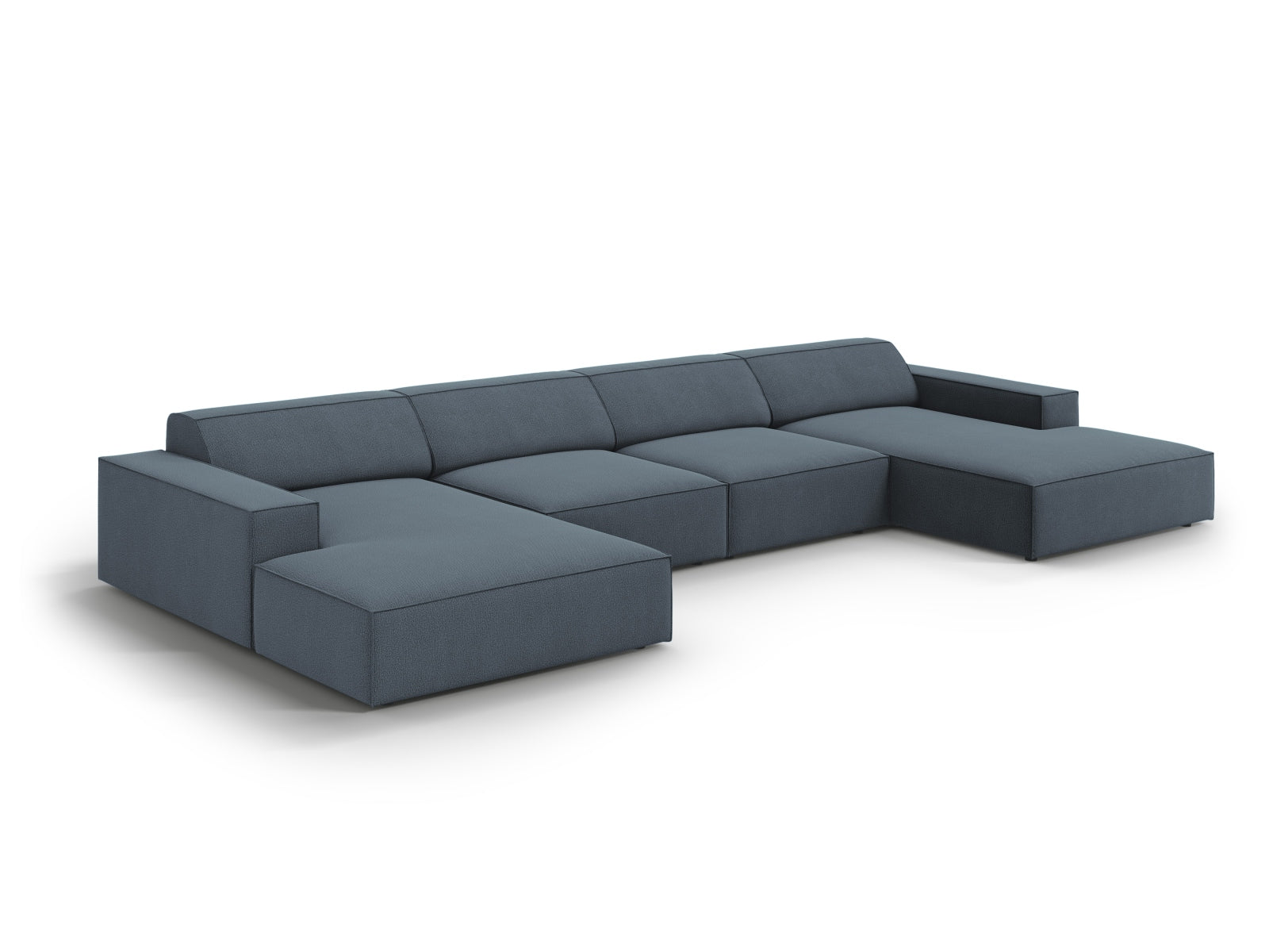Stilvolles, modulares 6-Sitzer Sofa Jodie in ansprechendem Blau, perfekt für entspannte Abende und gesellige Runden in jedem Zuhause.