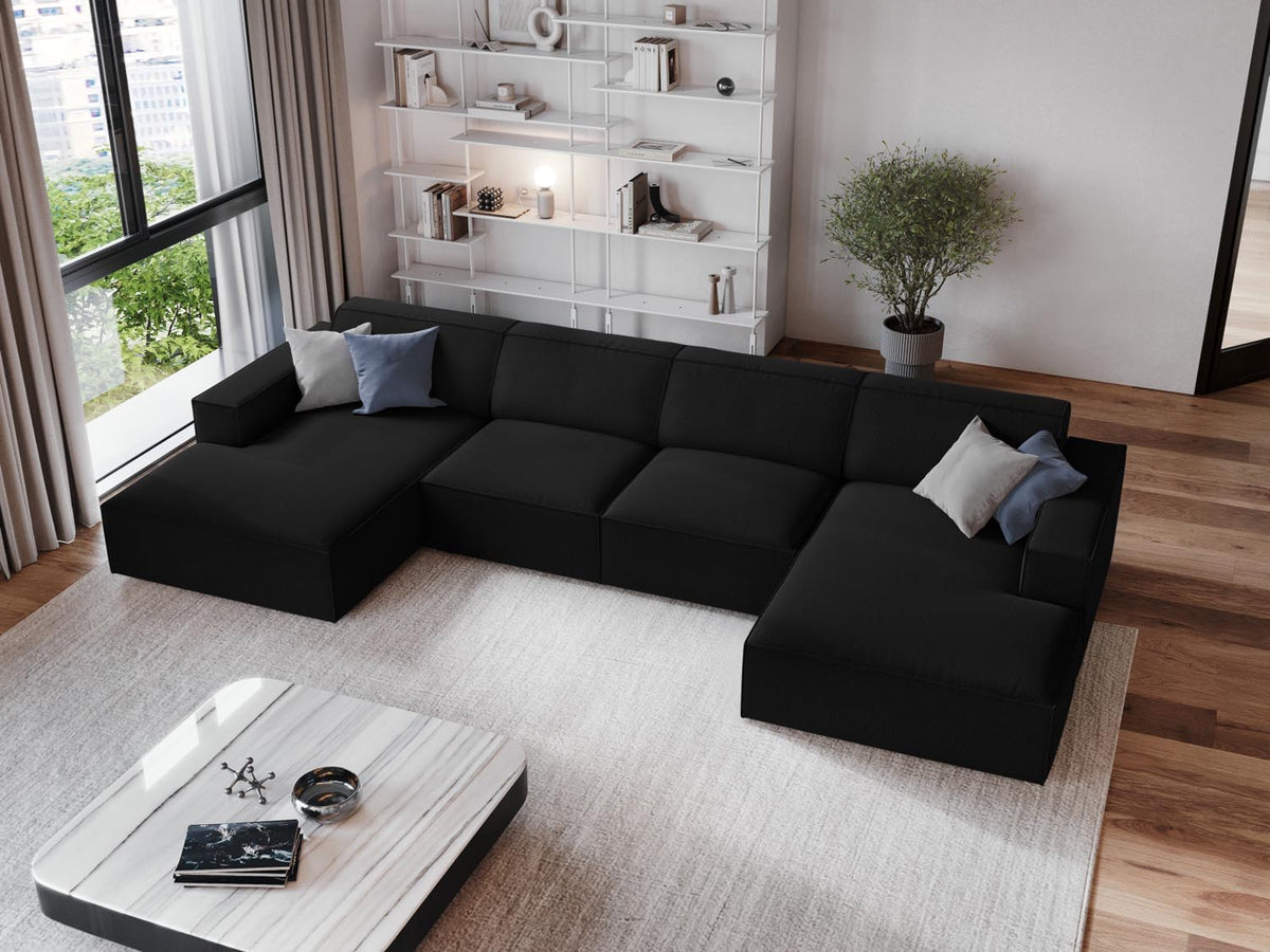 Jodie Modulares Panoramic Sofa 6 Sitzer in Black-Megan präsentiert im Onlineshop von KAQTU Design AG. 3er Sofa ist von Micadoni