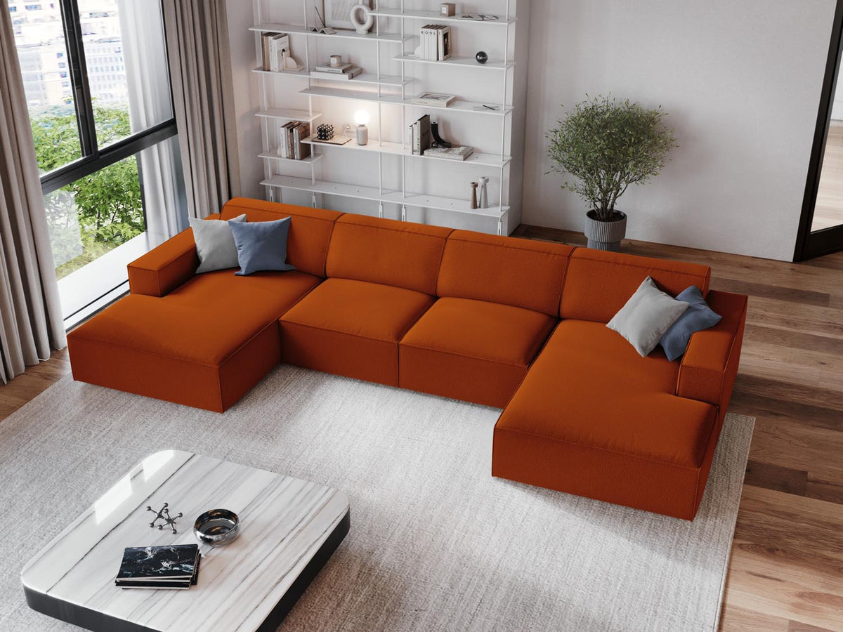 Jodie Modulares Panoramic Sofa 6 Sitzer in Terracotta-Megan präsentiert im Onlineshop von KAQTU Design AG. 3er Sofa ist von Micadoni