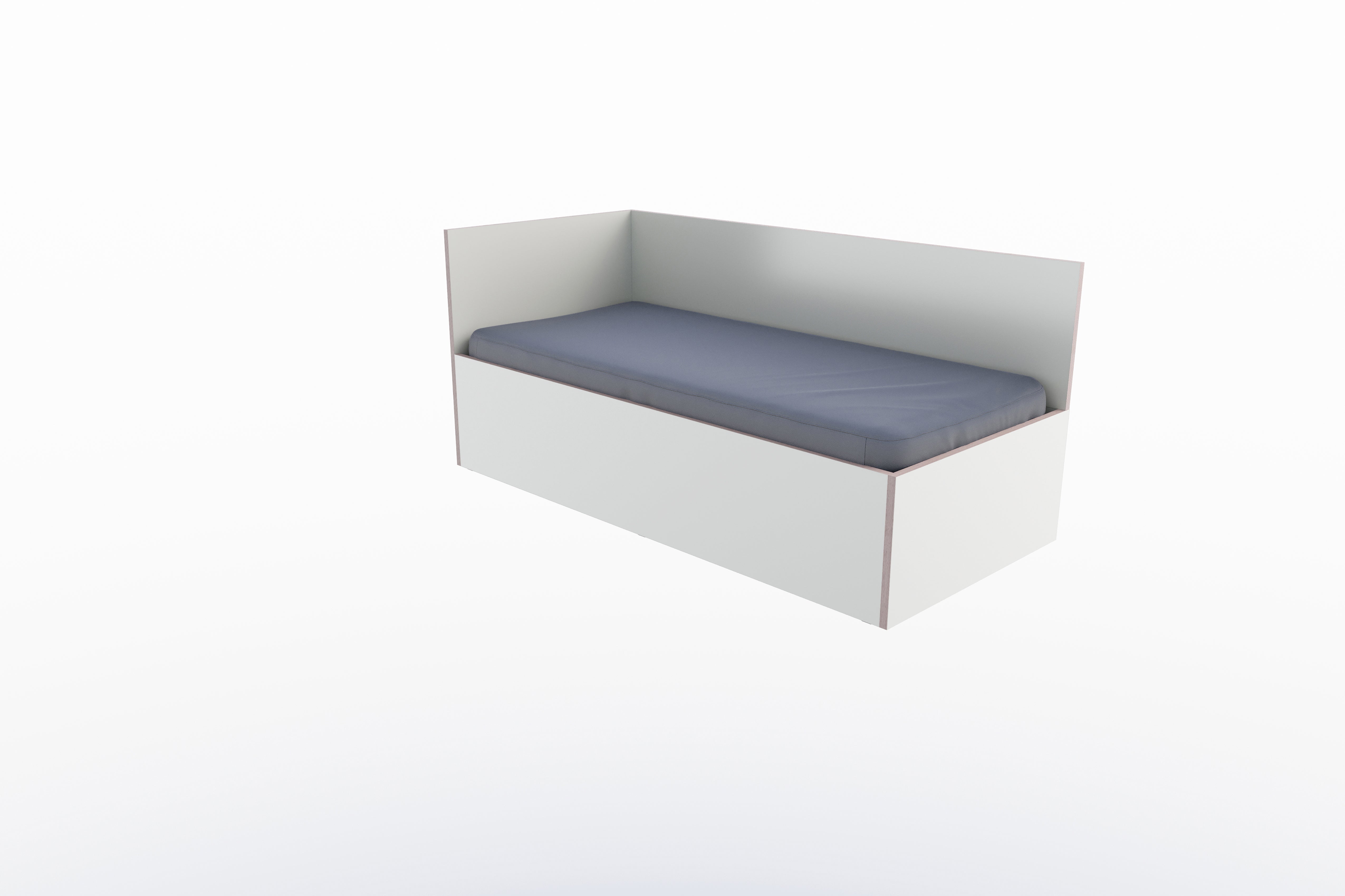 Corner Bett 90 x 200 links in Weiss/Multiplexkante präsentiert im Onlineshop von KAQTU Design AG. Bett ist von Müller Möbelwerkstätten