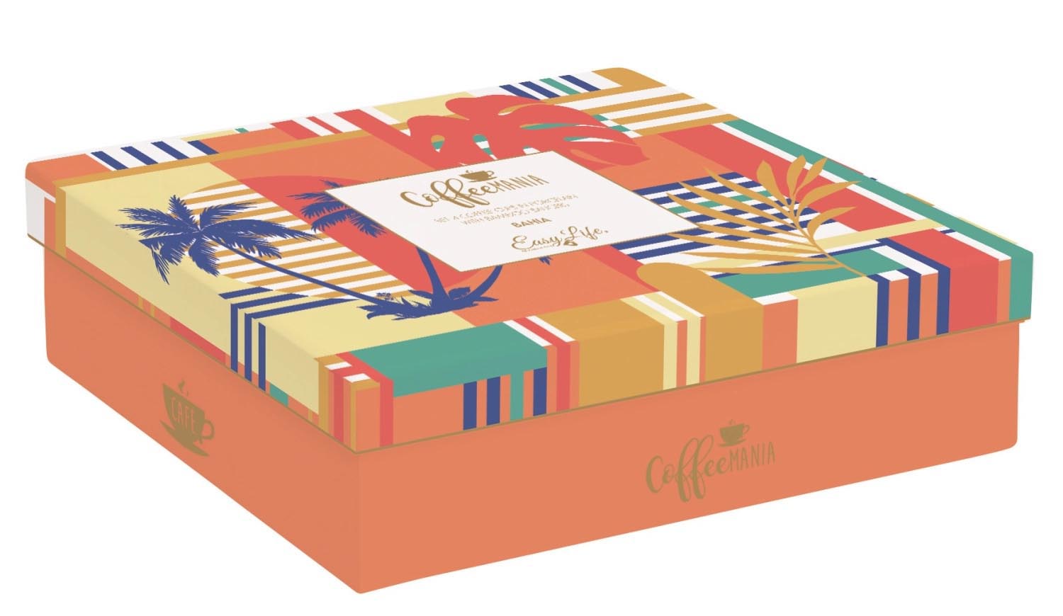 Set aus 4 stilvollen Kaffeebechern (110ml) mit Bambusuntersetzern von Easy Life. Ideal für eleganten Kaffeegenuss.