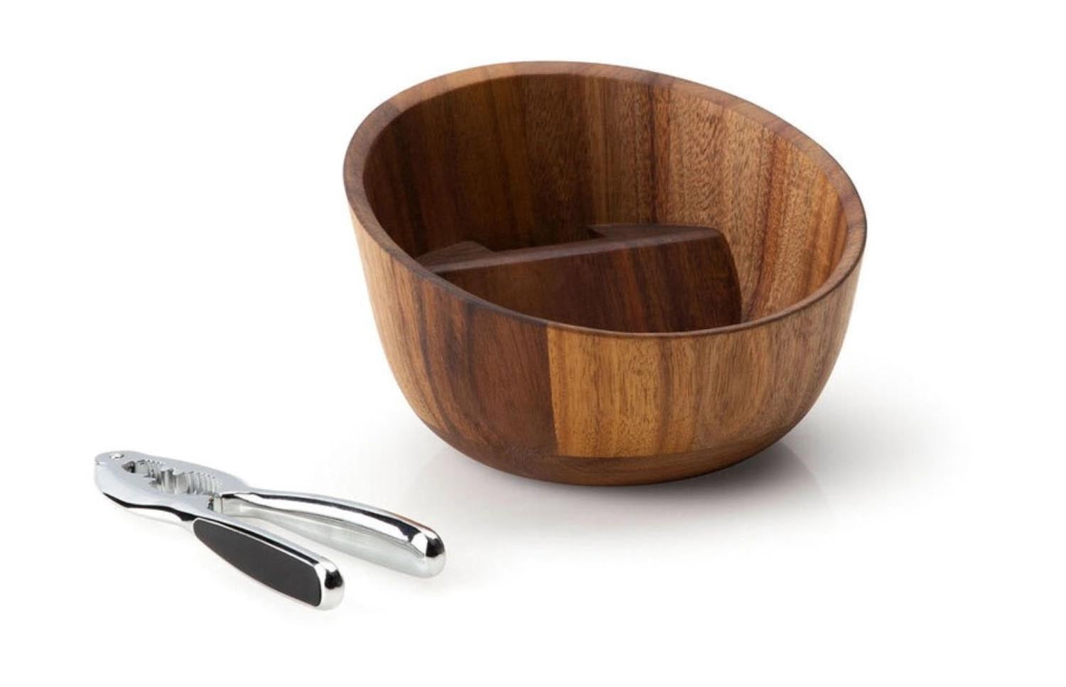 Edle Akazie Nussschale mit Knacker, 19.5x19x12.5cm, von Continenta. Praktisch und stilvoll für Nüsse und Snacks.