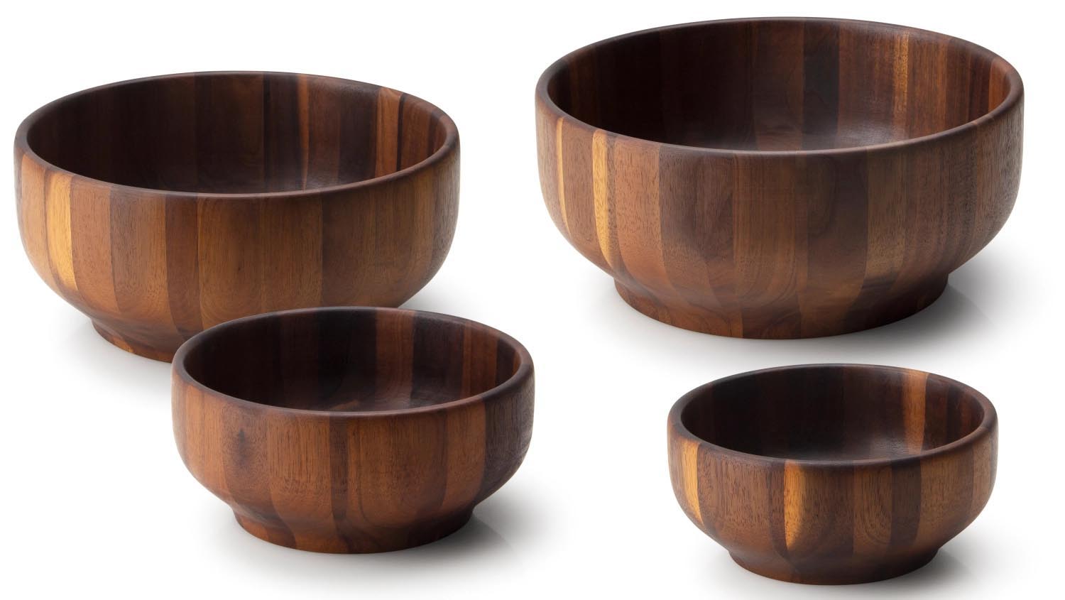 Hochwertige Schüssel aus Akazienholz, 26 cm, von Continenta. Ideal für Salate, Obst oder Snacks, robust und natürlich elegant.