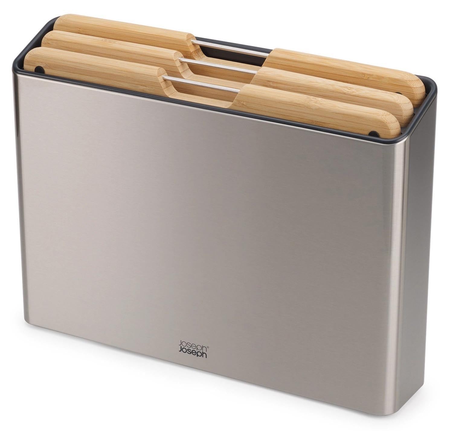 Folio 3tlg. Bambus Edelstahl in Braun präsentiert im Onlineshop von KAQTU Design AG. Schneidbrett ist von Joseph Joseph