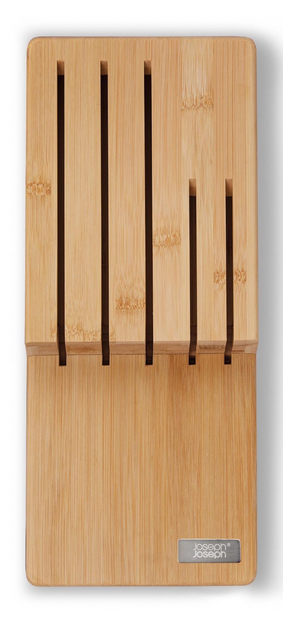 Eleganter Bambusblock mit 5 erstklassigen Elevate Steel Messern von Joseph Joseph, perfekt für stilvolle und funktionale Küchen.