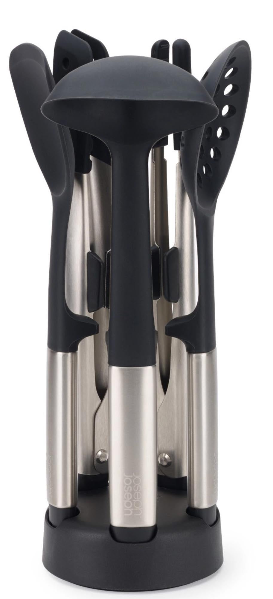 Elevate Fusion 5tlg. Silikonset mit Ständer in Schwarz präsentiert im Onlineshop von KAQTU Design AG. Kochbesteck ist von Joseph Joseph