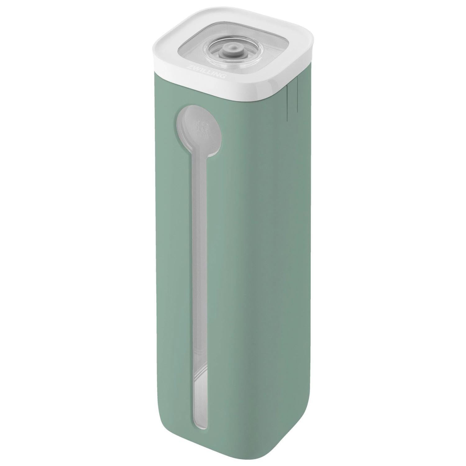 Elegante Vakuumbox Cube Cover 4S in sanftem Salbei von Zwilling, ideal zur Frischhaltung und Aufbewahrung von Lebensmitteln.