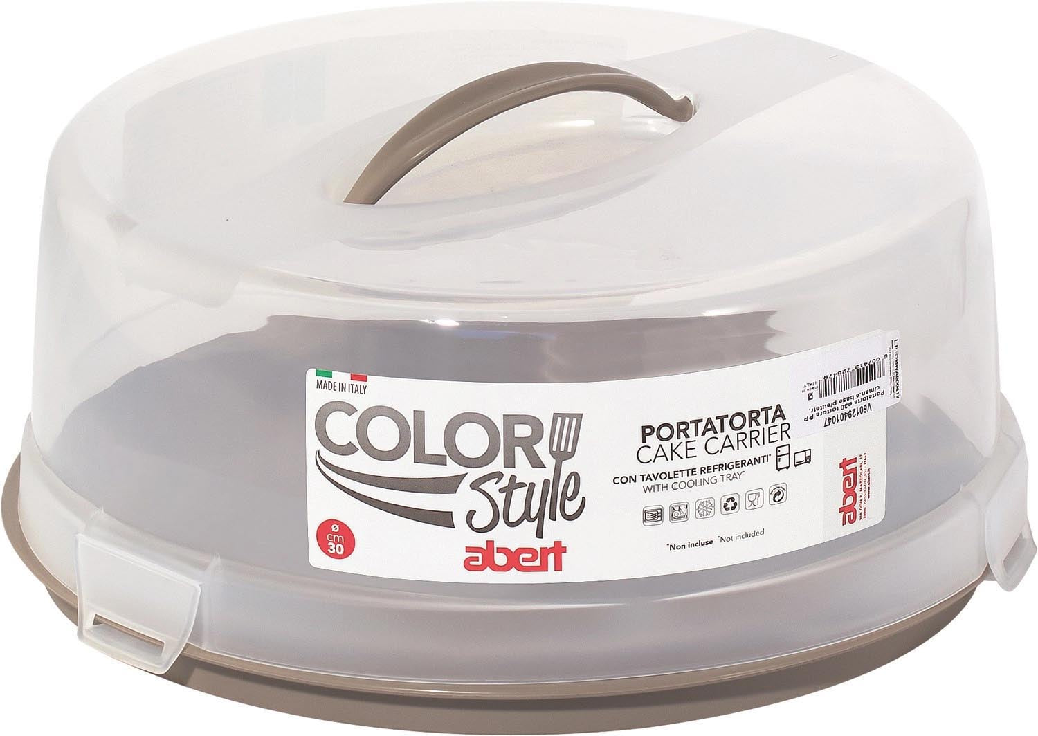 Tortenbox D30cm H15 Haube klar, Boden weiss (ohne Kühlakku)