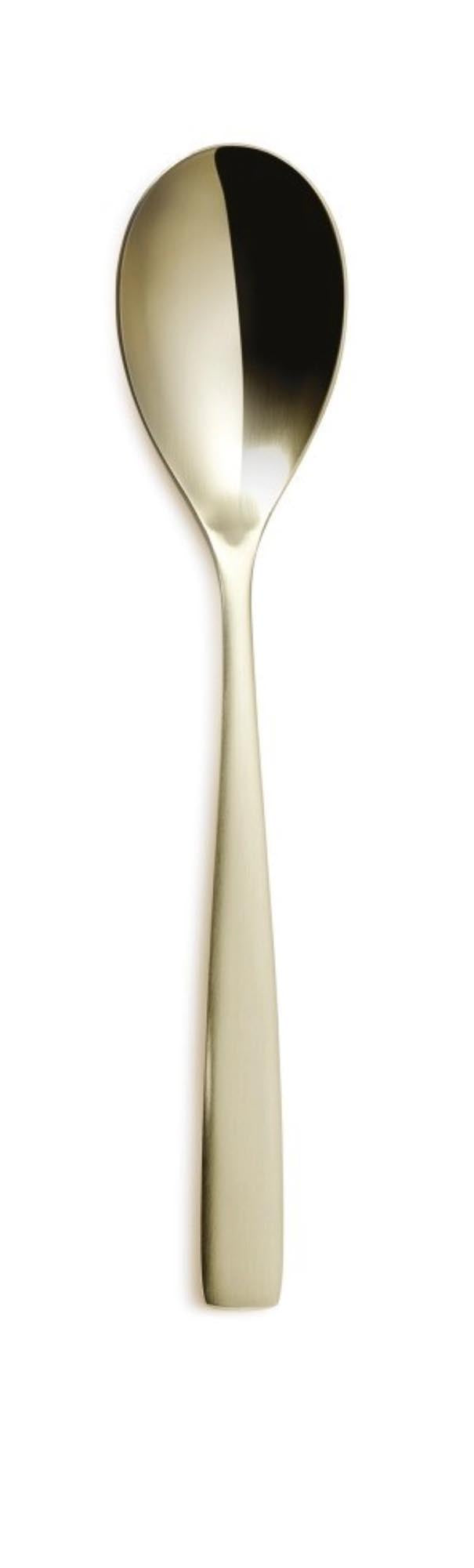 Eleganter Dessertlöffel Barcelona aus hochwertigem 18/0 Edelstahl mit mattem Champagner-Finish, ideal für Desserts und besondere Anlässe von Comas.