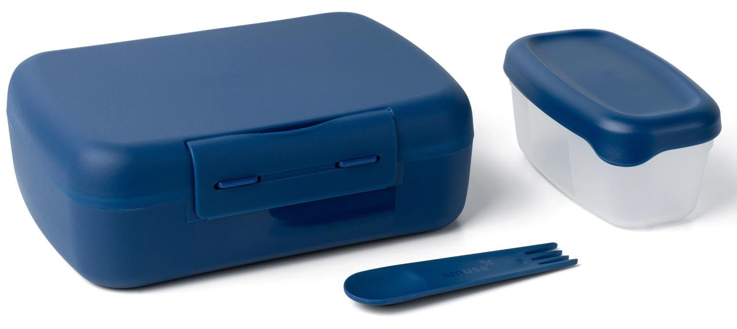 Amuse Basic Brunch Salat Box Göffel 210X156X71mm Dunkelblau in Blau präsentiert im Onlineshop von KAQTU Design AG. Aufbewahrungsbehälter ist von Amuse