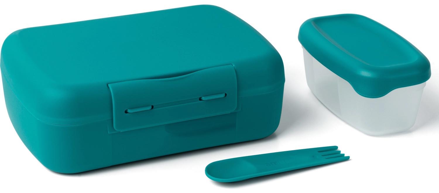 Amuse Basic Brunch Salat Box Göffel 210X156X71mm Dunkelgrün in Grün präsentiert im Onlineshop von KAQTU Design AG. Aufbewahrungsbehälter ist von Amuse