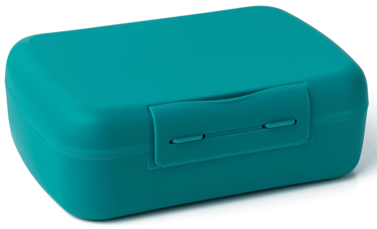 Elegante Salatbox in Dunkelgrün mit Göffel, ideal für Brunch oder unterwegs. Masse: 210x156x71mm. Praktisch, modern und hochwertig.