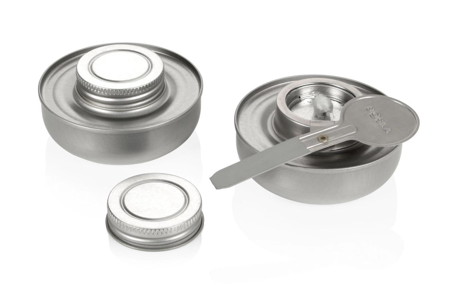 Fonduebrenner Sicher silber Edelstahl, 2er Set, 182x90x49mm in Silber präsentiert im Onlineshop von KAQTU Design AG. Geschirr ist von Boska