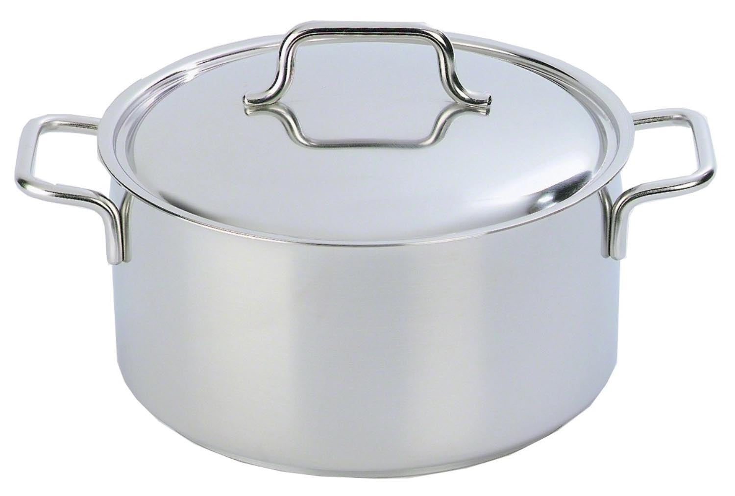 Apollo Kochtopf mit Deckel D28cm 8.4lt H14cm in Silber präsentiert im Onlineshop von KAQTU Design AG. Pfanne/Topf ist von Demeyere