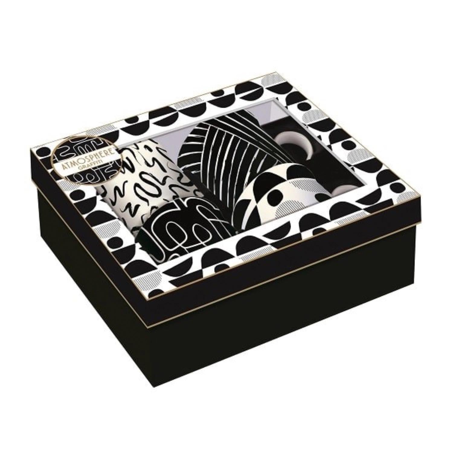 Set aus 4 Porzellanbechern mit Graffiti-Design, 300ml Fassungsvermögen, ideal für Kaffee oder Tee, von Easy Life.