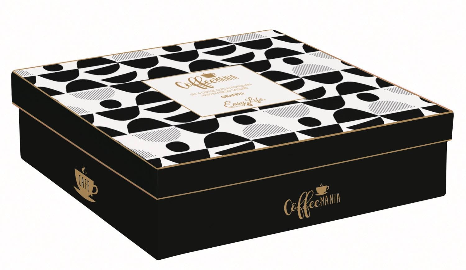 Ein stilvolles 4er Set Kaffeetassen (110 ml) mit Graffiti-Design von Easy Life, perfekt für Kaffeeliebhaber.