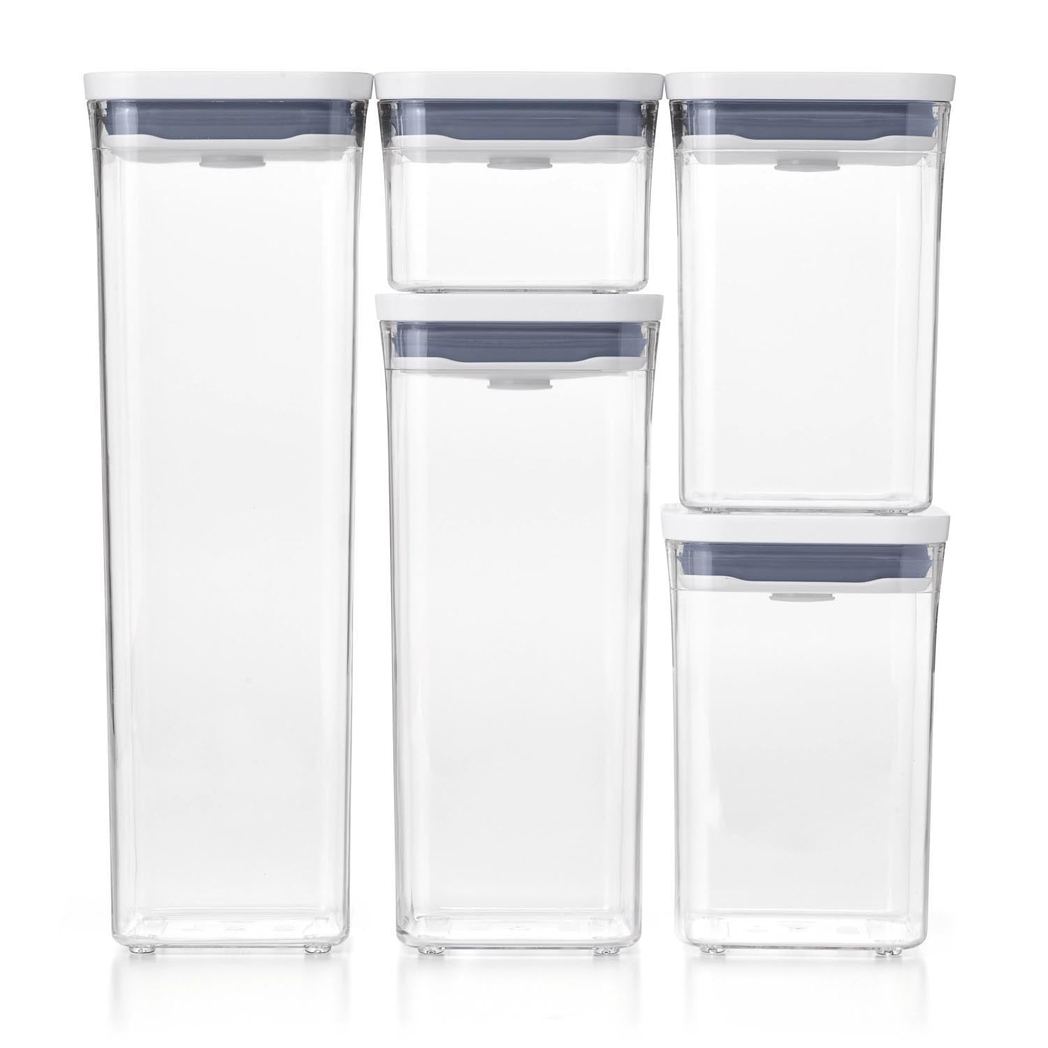 Good Grips POP Container Set 5tlg. 2.1l 1.6l 2x1l 0.4l in Transparent präsentiert im Onlineshop von KAQTU Design AG. Aufbewahrungsbehälter ist von OXO