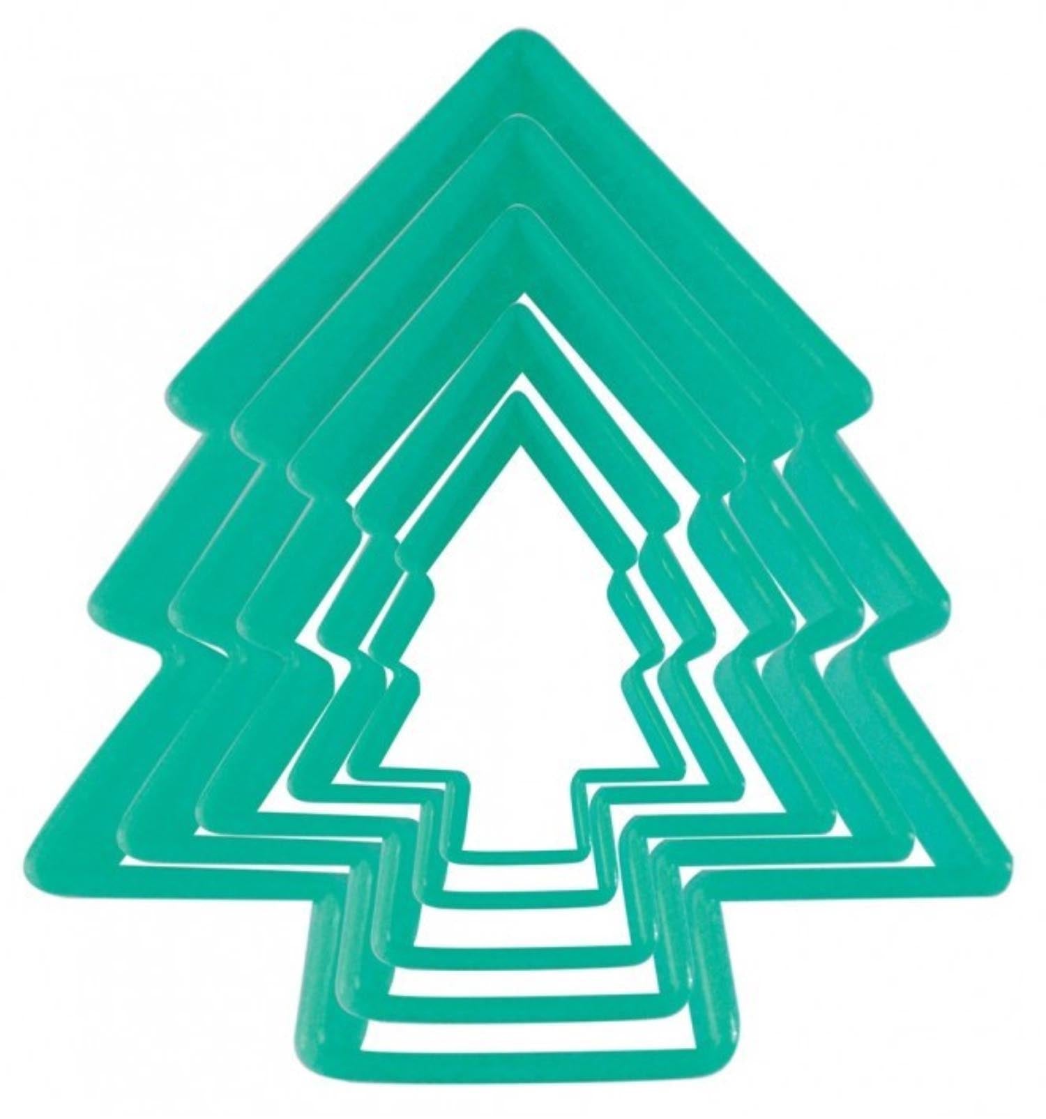 5 sortierte Ausstecher Weihnachtsbaum in Blau präsentiert im Onlineshop von KAQTU Design AG. Backform / Backblech ist von Scrap Cooking