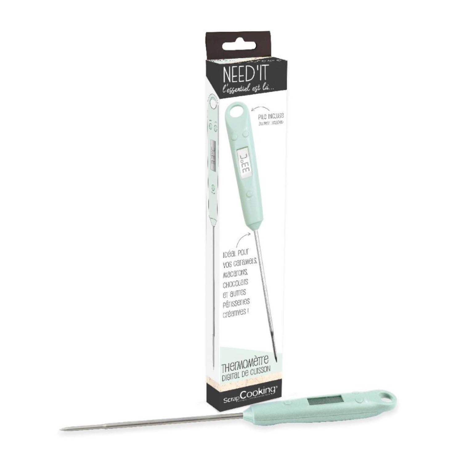 Lebensmittelthermometer von Scrap Cooking, perfekt für präzises Kochen und Backen, inklusive Batterie, benutzerfreundlich.