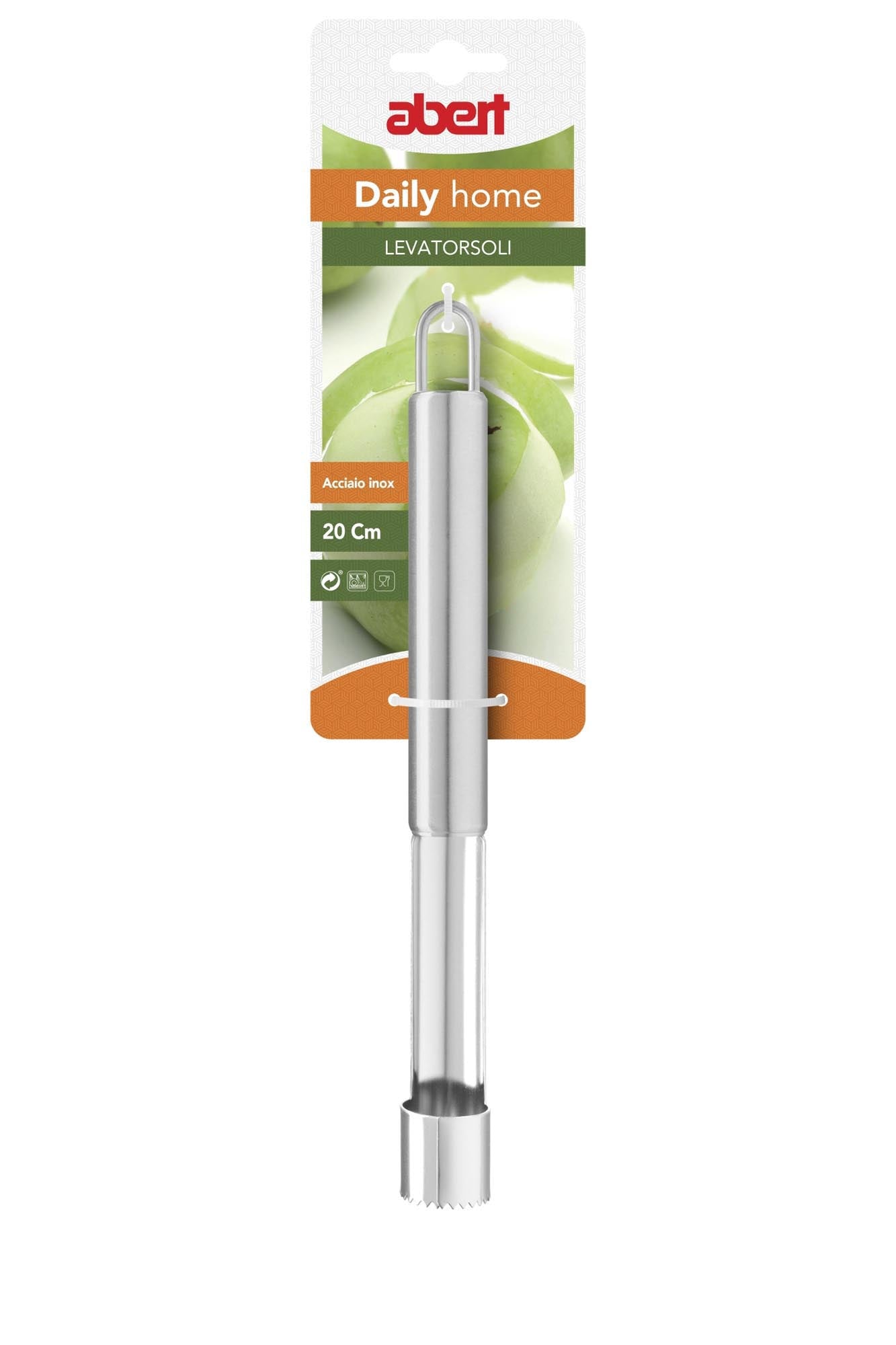 Praktischer Apfelausstecher aus Edelstahl, 20.2cm, von Abert. Ideal für schnelles und einfaches Entkernen von Äpfeln.