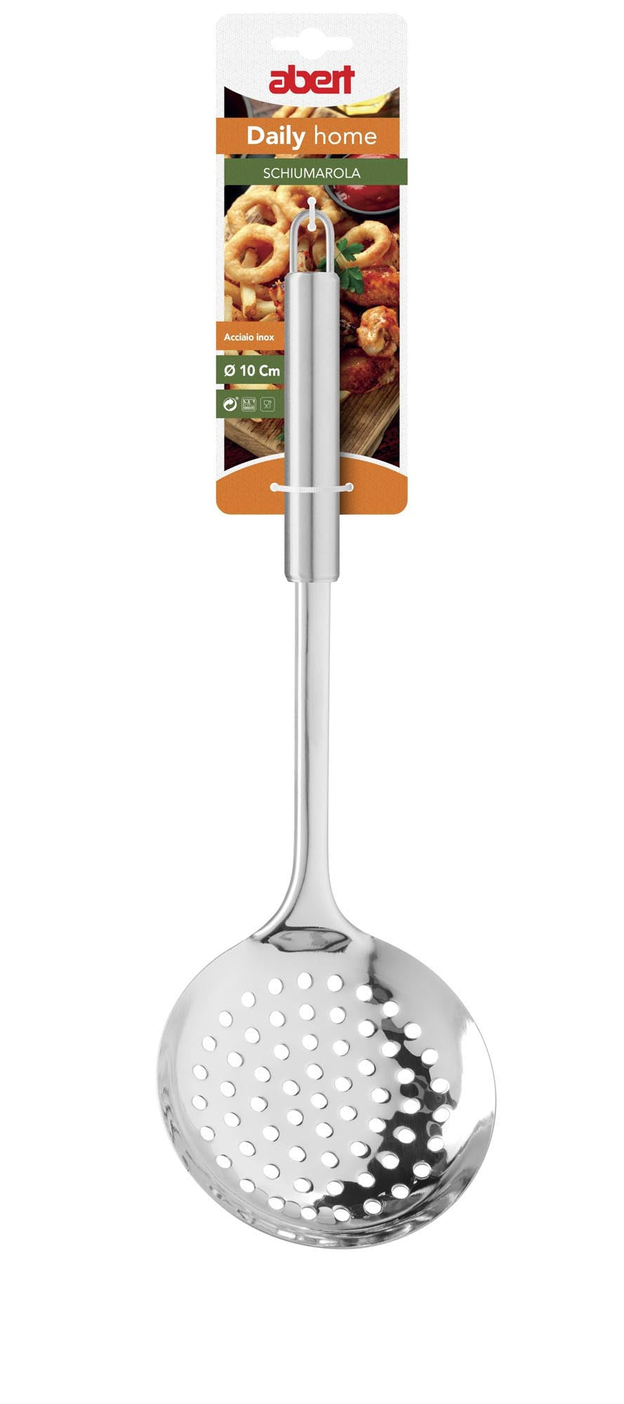 Hochwertige Schaumkelle aus Edelstahl, 34,4 cm lang, ideal für präzises Abschöpfen und Servieren in der Küche.