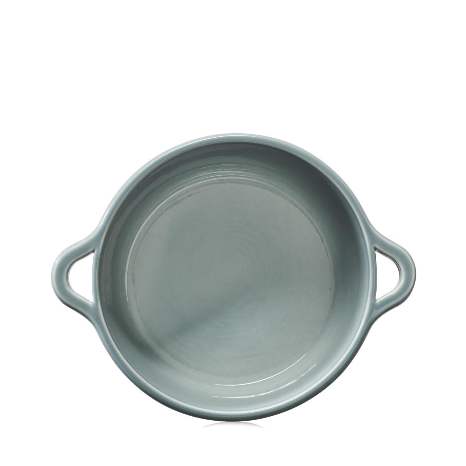 Elegante Ofenkasserolle D26cm in wolkengrau von Revol, ideal für stilvolles Kochen und Servieren, ohne Deckel.