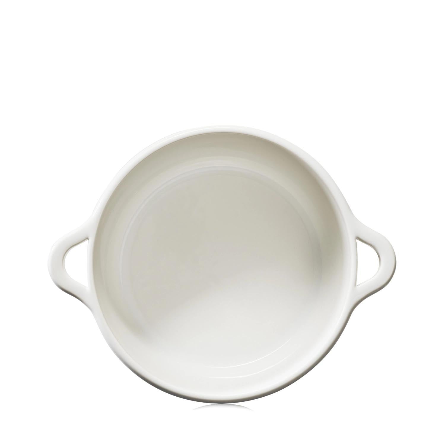 Elegante Ofenkasserolle D26cm in alabasterweiss von Revol, ideal für stilvolles Kochen und Servieren, ohne Deckel.