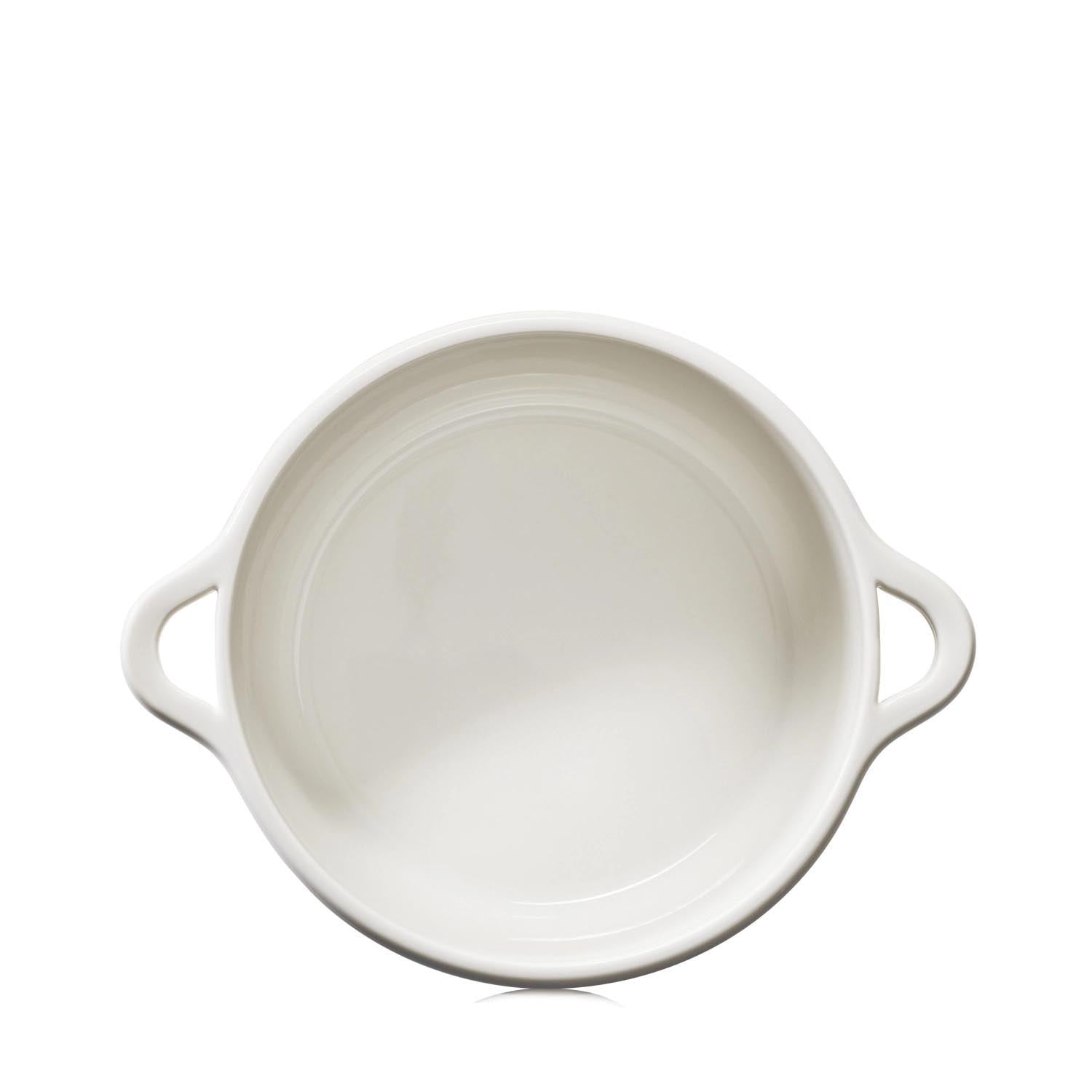 Elegante Induktionskasserolle D22cm in Alabasterweiss von Revol, ideal für stilvolles Kochen ohne Deckel.
