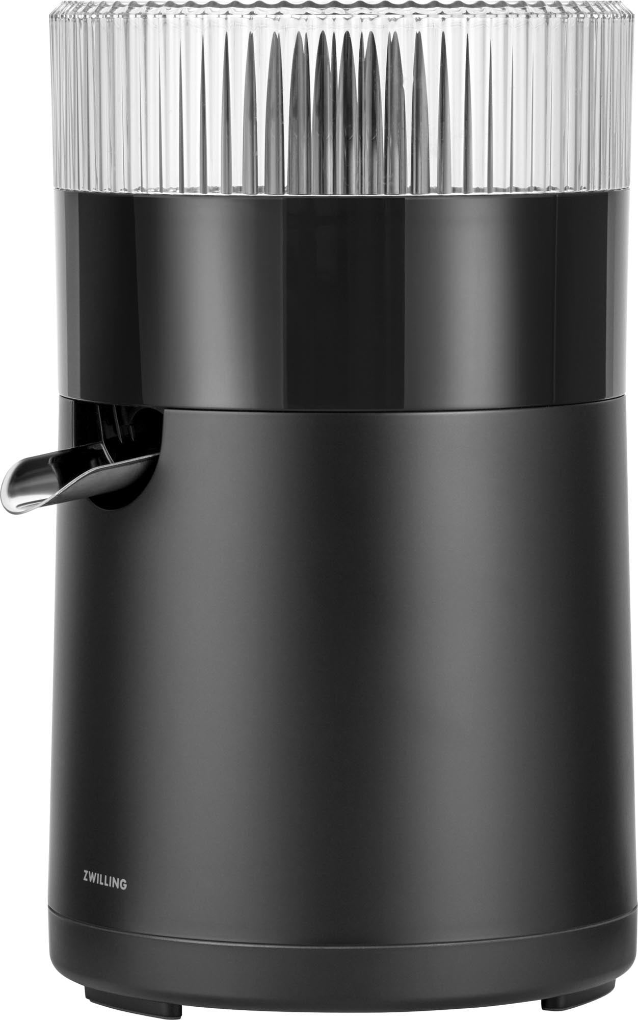 Elegante schwarze Zitruspresse von Zwilling, ideal für frischen Saft. Kompakt, leistungsstark und einfach zu reinigen.