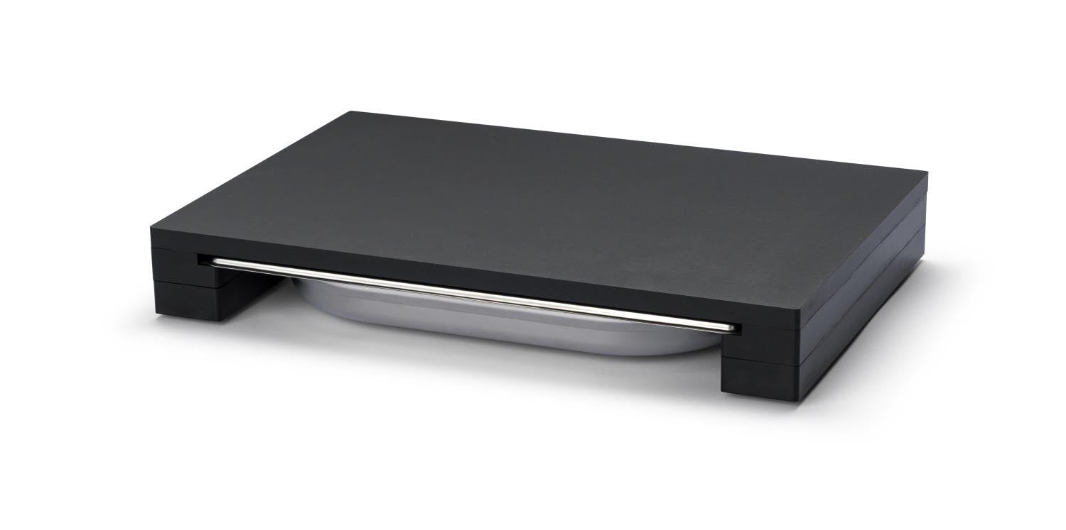 Praktisches Schneidebrett aus Holz mit integrierter Schublade, ideal für die Küche. Masse: 39x27x5cm, Marke: Continenta.