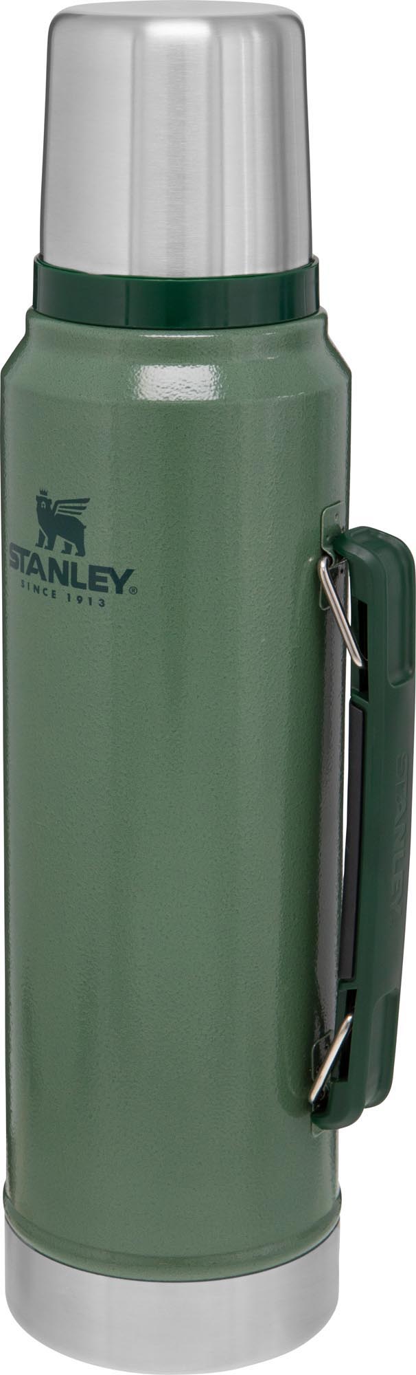 Die Stanley Legendary Classic 1.0l Flasche in Hammertone Green ist robust, isoliert und ideal für Outdoor-Abenteuer.