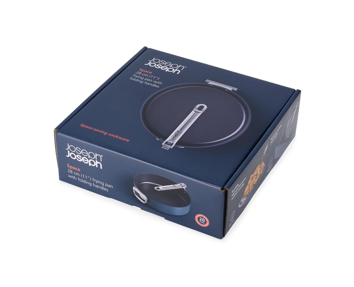 Die Joseph Joseph Space Bratpfanne D28cm überzeugt mit klappbarem Griff und innovativem Design für kompakte Aufbewahrung.