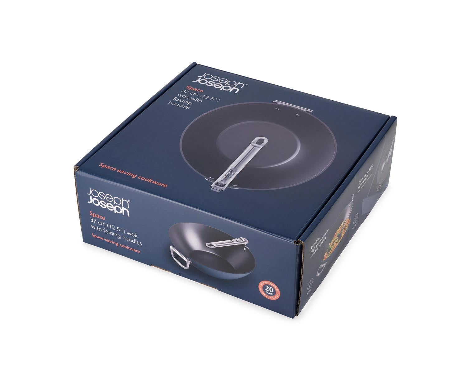 Joseph Joseph Space Wok, 32 cm, mit klappbaren Griffen für platzsparende Aufbewahrung und vielseitiges Kochen.