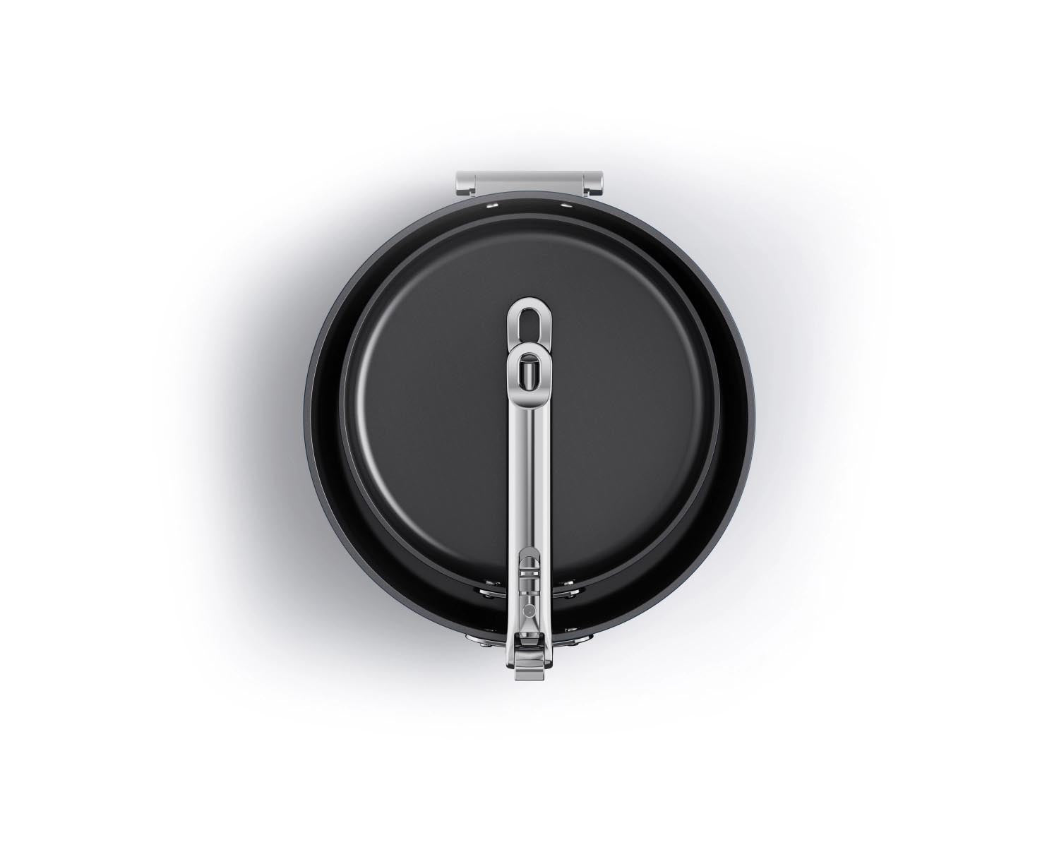 Kompaktes 2-teiliges Bratpfannenset (24+28cm) von Joseph Joseph, mit Schutz, perfekt für platzsparendes und stilvolles Kochen.