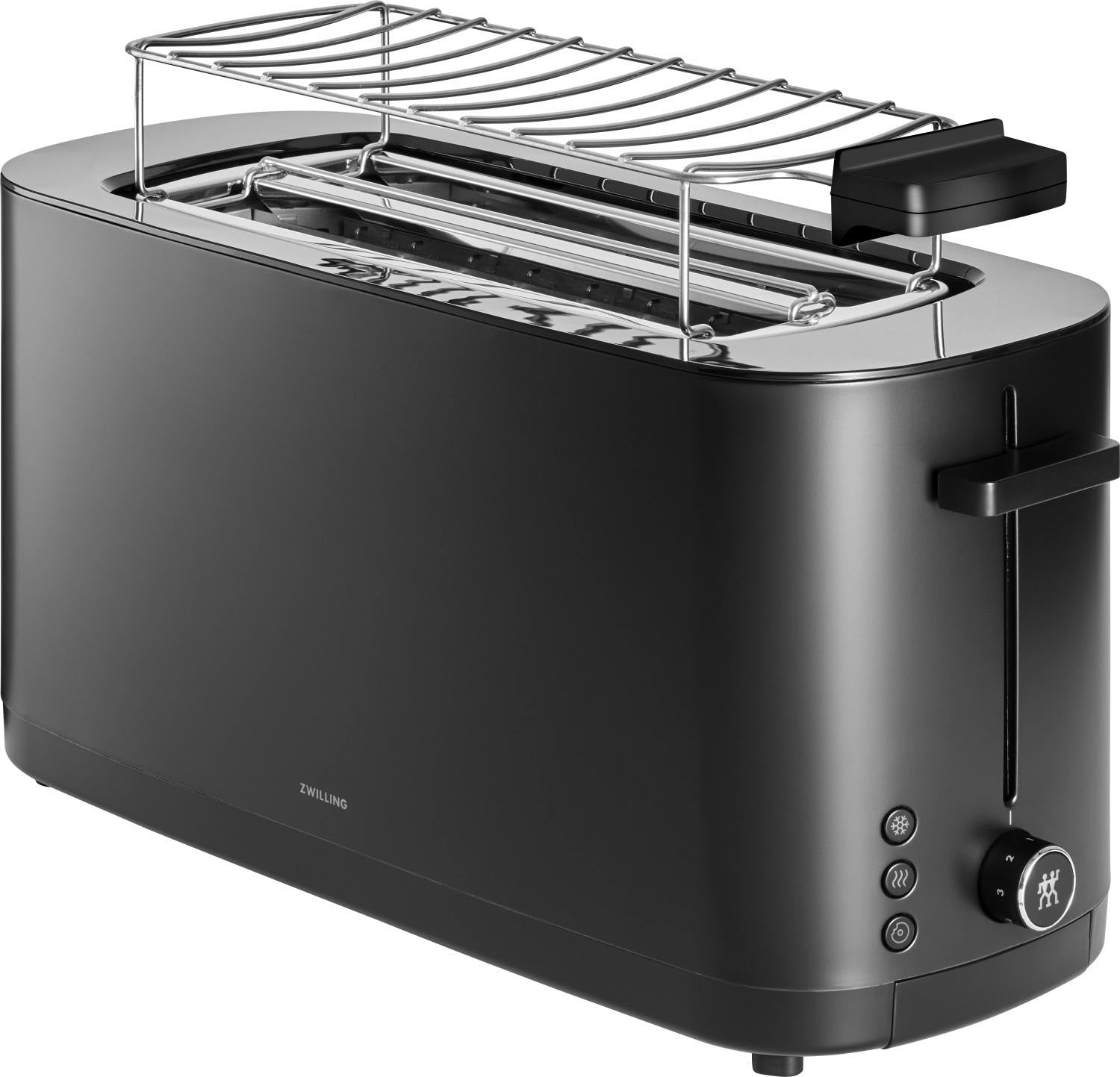 Enfinigy Toaster 2/4 mit Brötchenaufsatz schwarz in Schwarz präsentiert im Onlineshop von KAQTU Design AG. Küchengerät ist von Zwilling