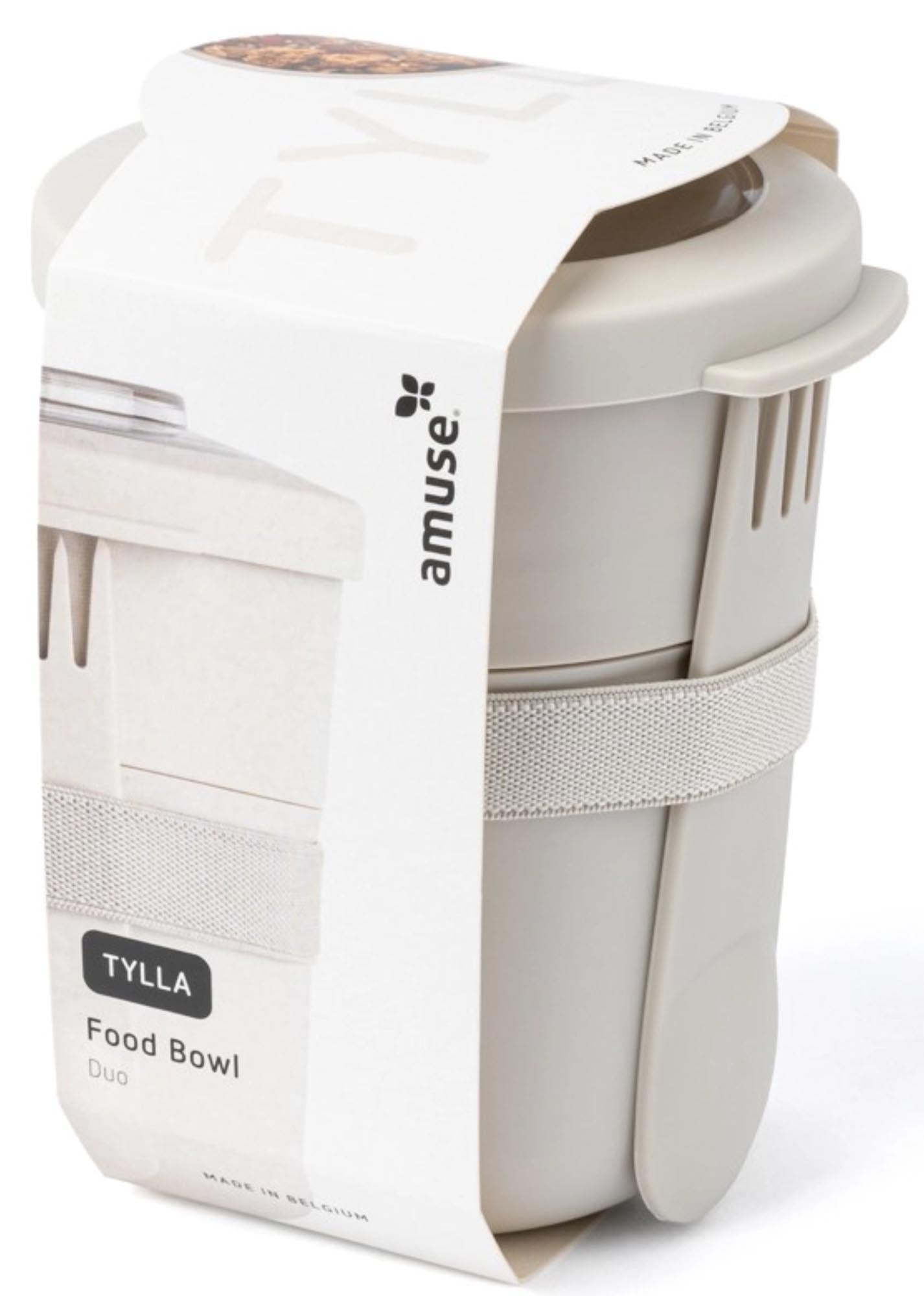 Die Amuse Tylla Bowl Duo kombiniert 450ml und 150ml Behälter aus langlebigem PP, perfekt für unterwegs und vielseitig einsetzbar.