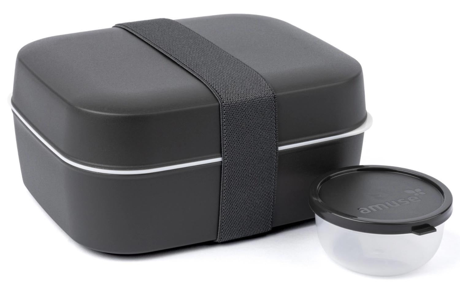 3-in-1 Lunchbox PP charcoal in Schwarz präsentiert im Onlineshop von KAQTU Design AG. Aufbewahrungsbehälter ist von Amuse