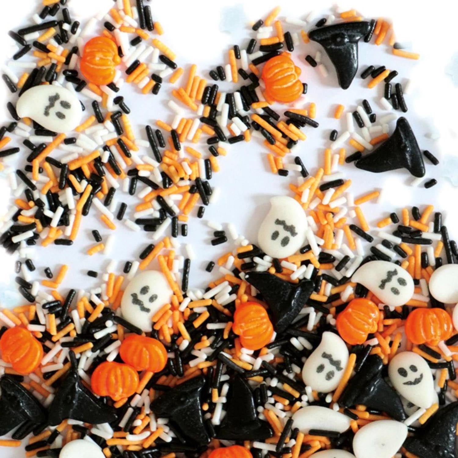 Bunter Halloween-Zuckerstreusel-Mix von Scrap Cooking, perfekt zum Dekorieren von Kuchen und Desserts, 42g Packung.